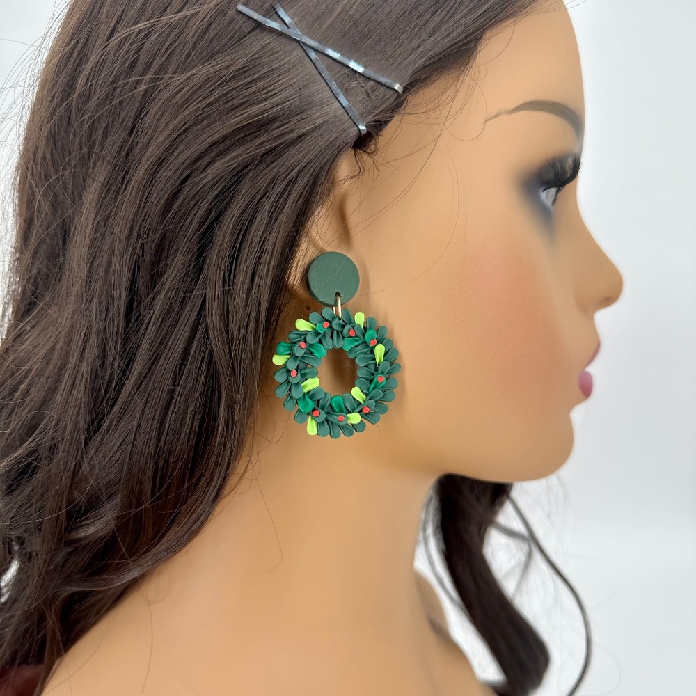 Christmas Wreath Handmade Earrings